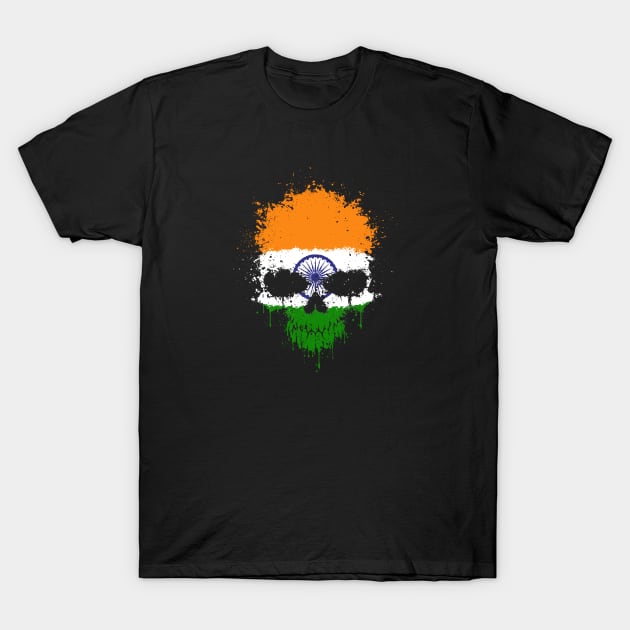 Chaotic Indian Flag Splatter Skull